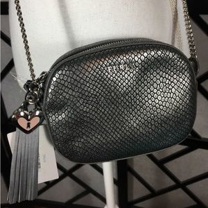 Furla Silver Crossbody with Chain NWT Heart Tassel